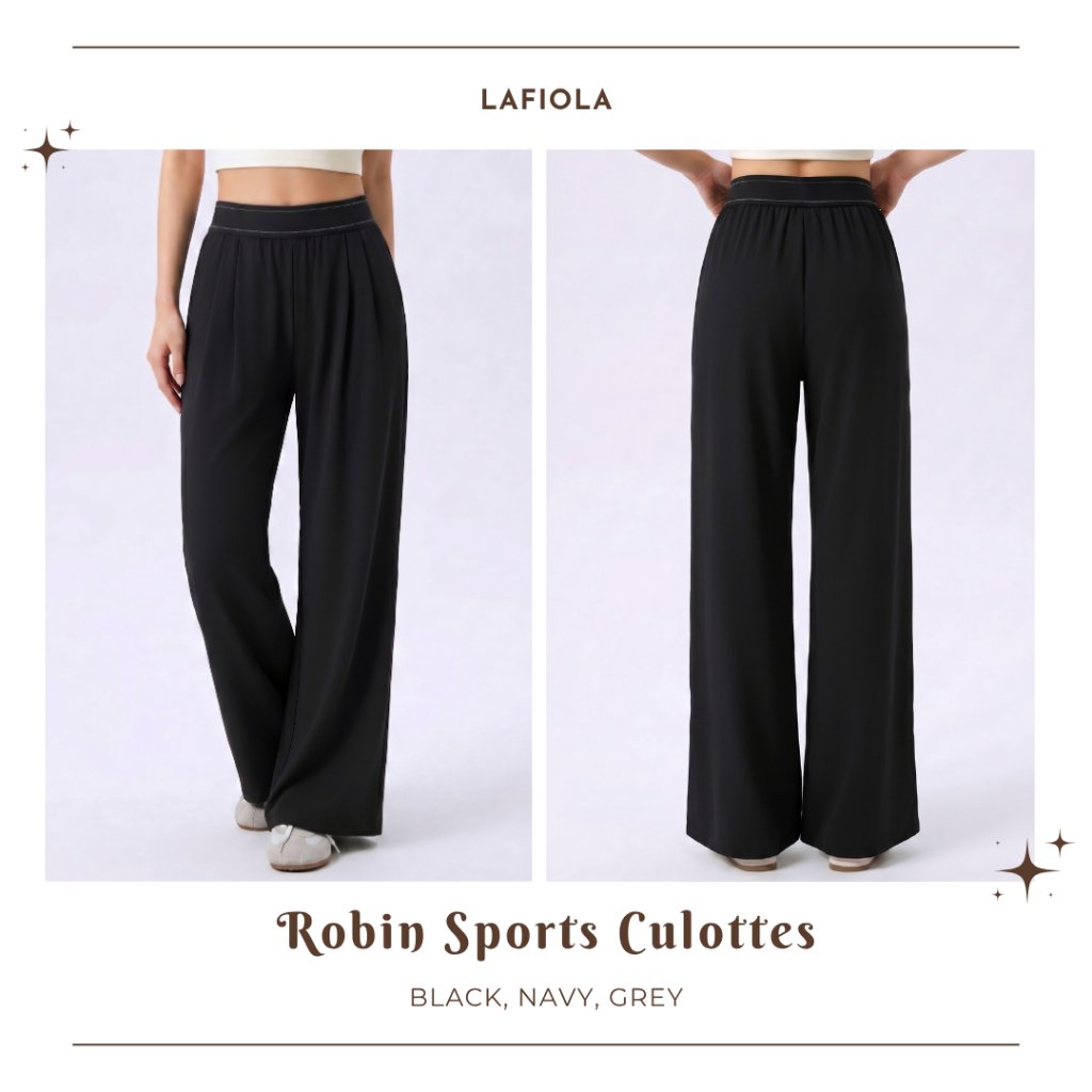 LAFIOLA - Celana Culottes Wanita Olahraga Wide Leg High Waist Sport Gym Yoga Pilates (ROBIN)
