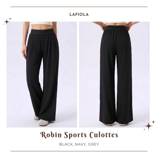 LAFIOLA - Celana Culottes Wanita Olahraga Wide Leg High Waist Sport Gym Yoga Pilates (ROBIN)