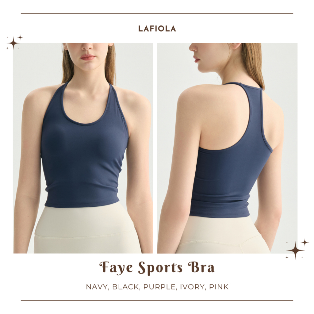 LAFIOLA - Atasan Sport Wanita Bra Olahraga Yoga Pilates Tanktop Racerback (FAYE)