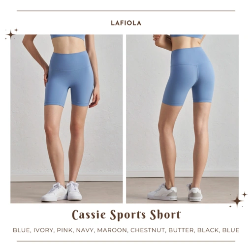 LAFIOLA - Short Pants Sport Wanita Yoga Pilates Gym Biker Shorts High Waist Seamless (CASSIE)