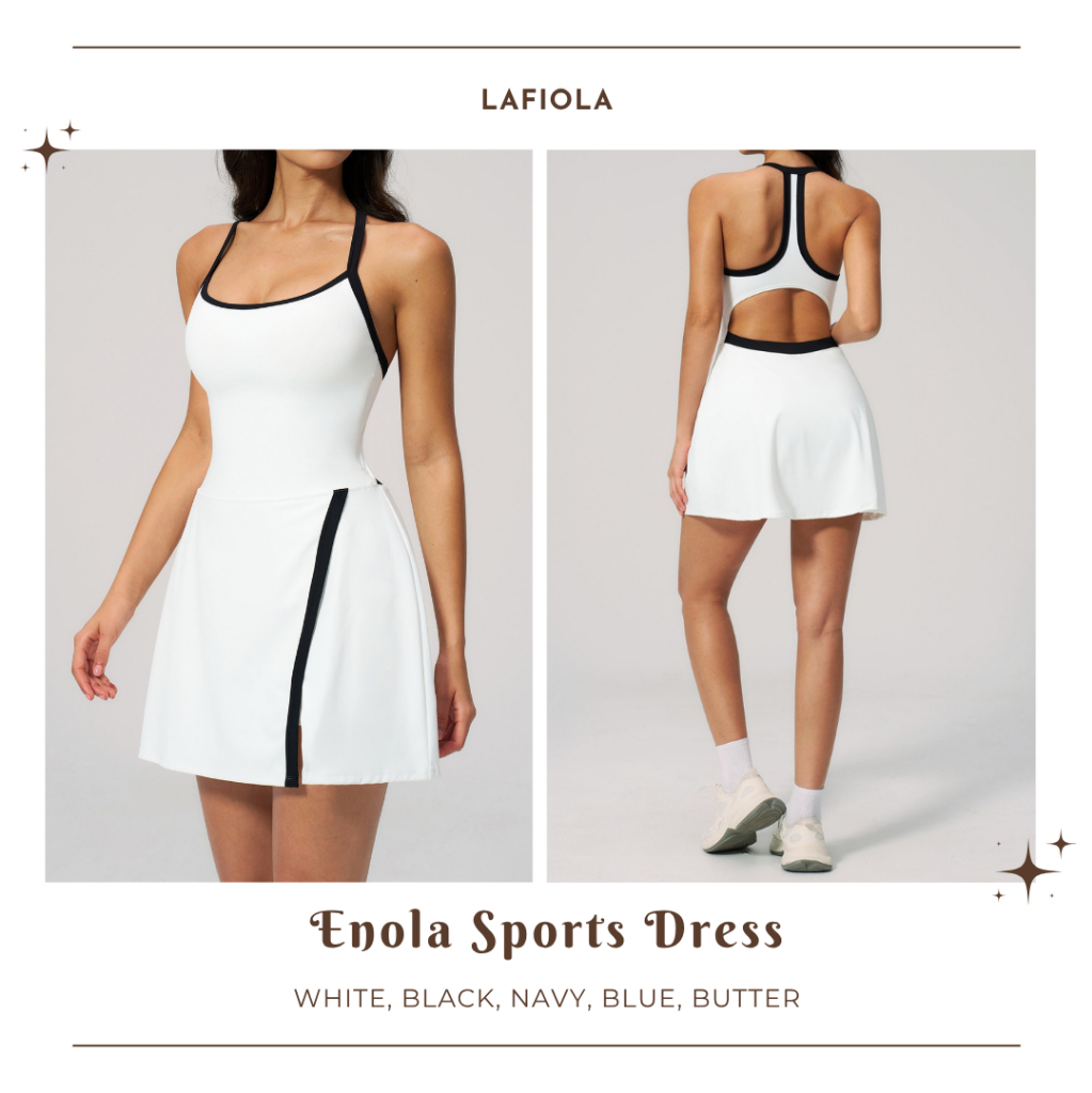 LAFIOLA - Sport Dress Olahraga Wanita Padel Tennis Golf Built In Shorts (ENOLA)