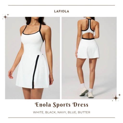 LAFIOLA - Sport Dress Olahraga Wanita Padel Tennis Golf Built In Shorts (ENOLA)