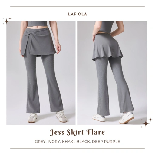 LAFIOLA - Celana Olahraga Wanita 2in1 Rok Flare Legging Sport Gym Yoga Pilates (JESS)