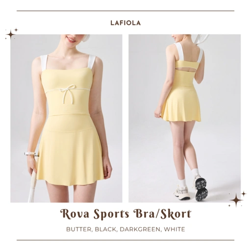 LAFIOLA - Sports Bra Wanita or Rok Olahraga Padel Tennis High Waist A Line (ROVA)