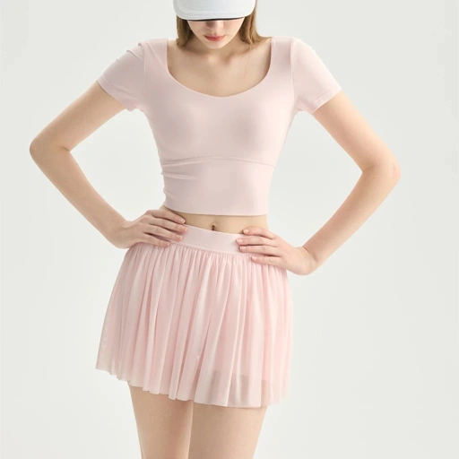 Image of LAFIOLA - Bra Top Sport Wanita Lengan Pendek or Rok Plisket High Waist Skort Olahraga Padel Tennis Golf (ZELISSE)