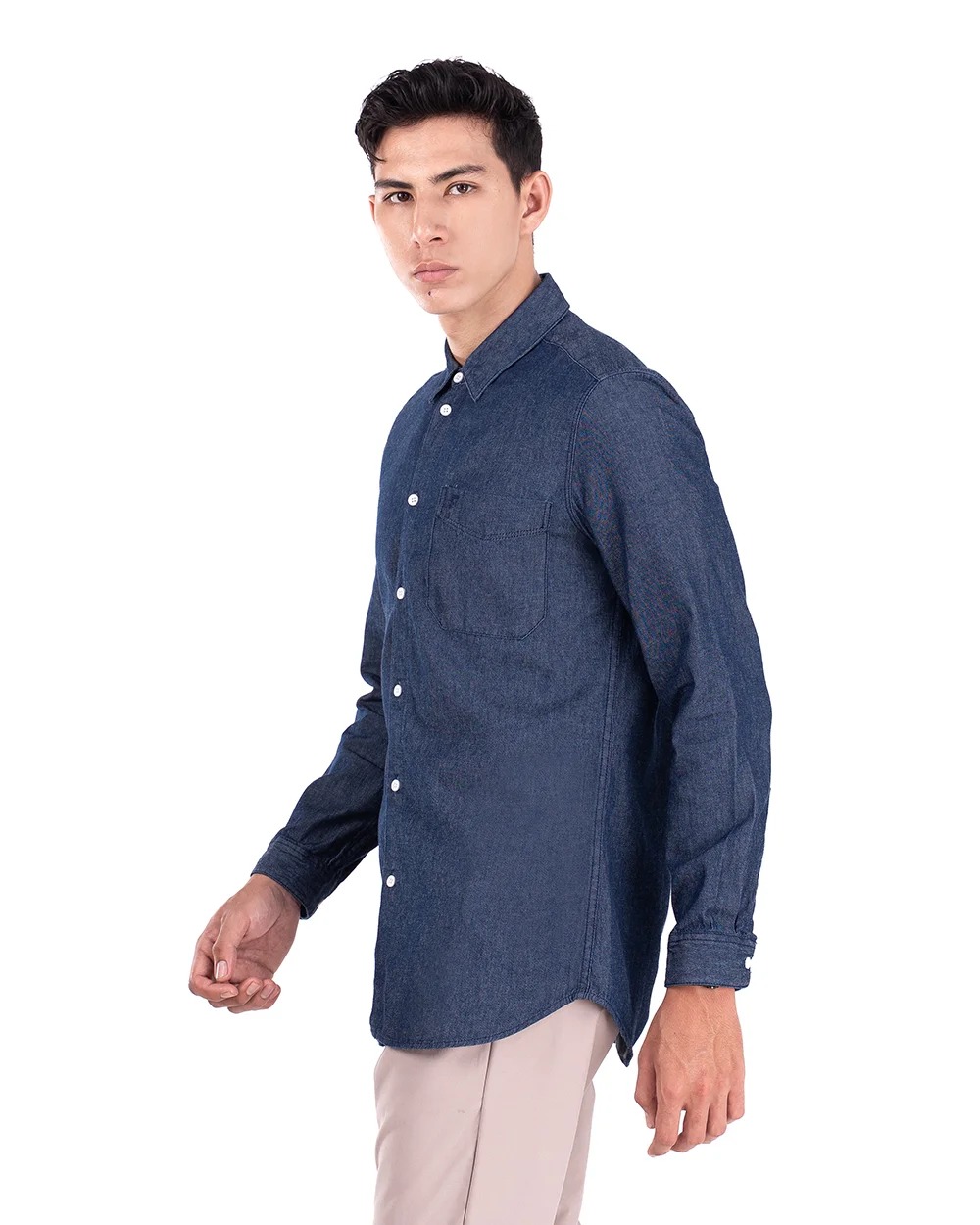 Basra Lightweight Denim Shirt Blue dan Light Blue