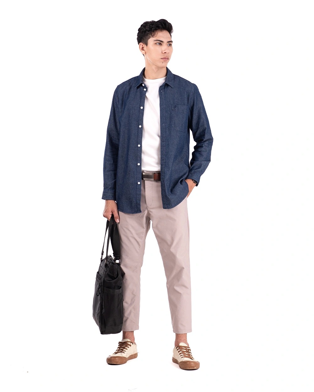 Basra Lightweight Denim Shirt Blue dan Light Blue