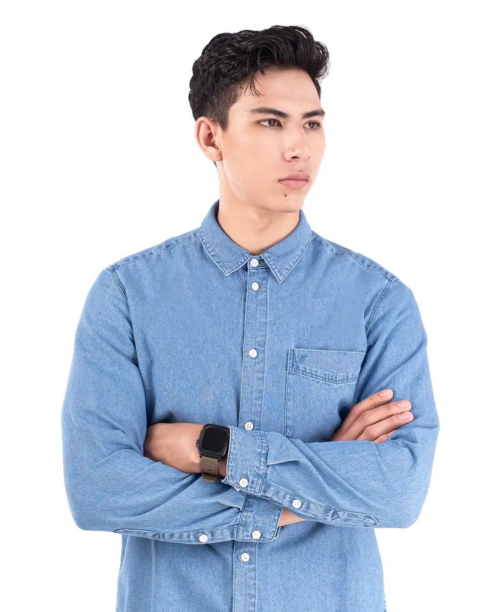 Basra Lightweight Denim Shirt Blue dan Light Blue