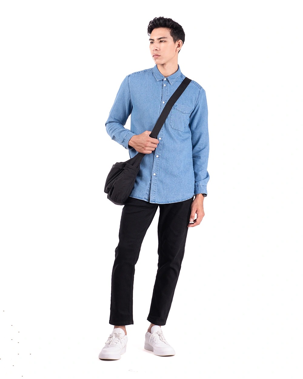 Basra Lightweight Denim Shirt Blue dan Light Blue