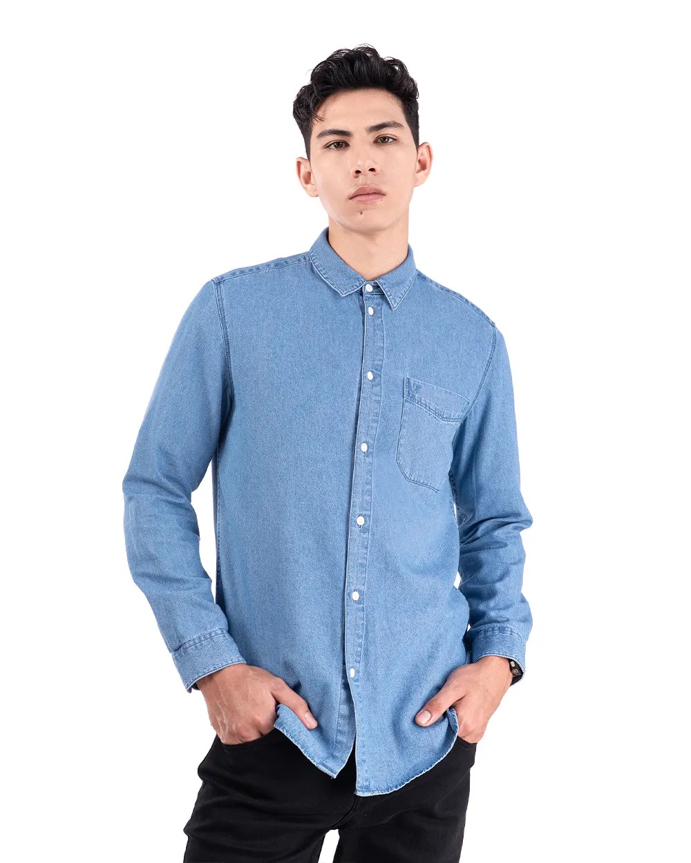 Basra Lightweight Denim Shirt Blue dan Light Blue