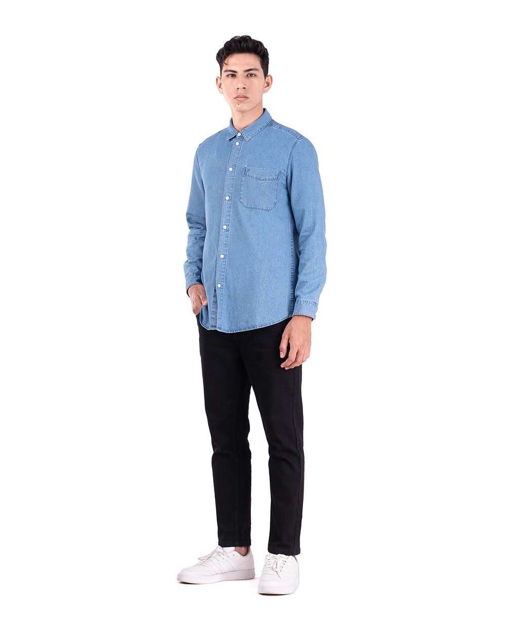 Basra Lightweight Denim Shirt Blue dan Light Blue