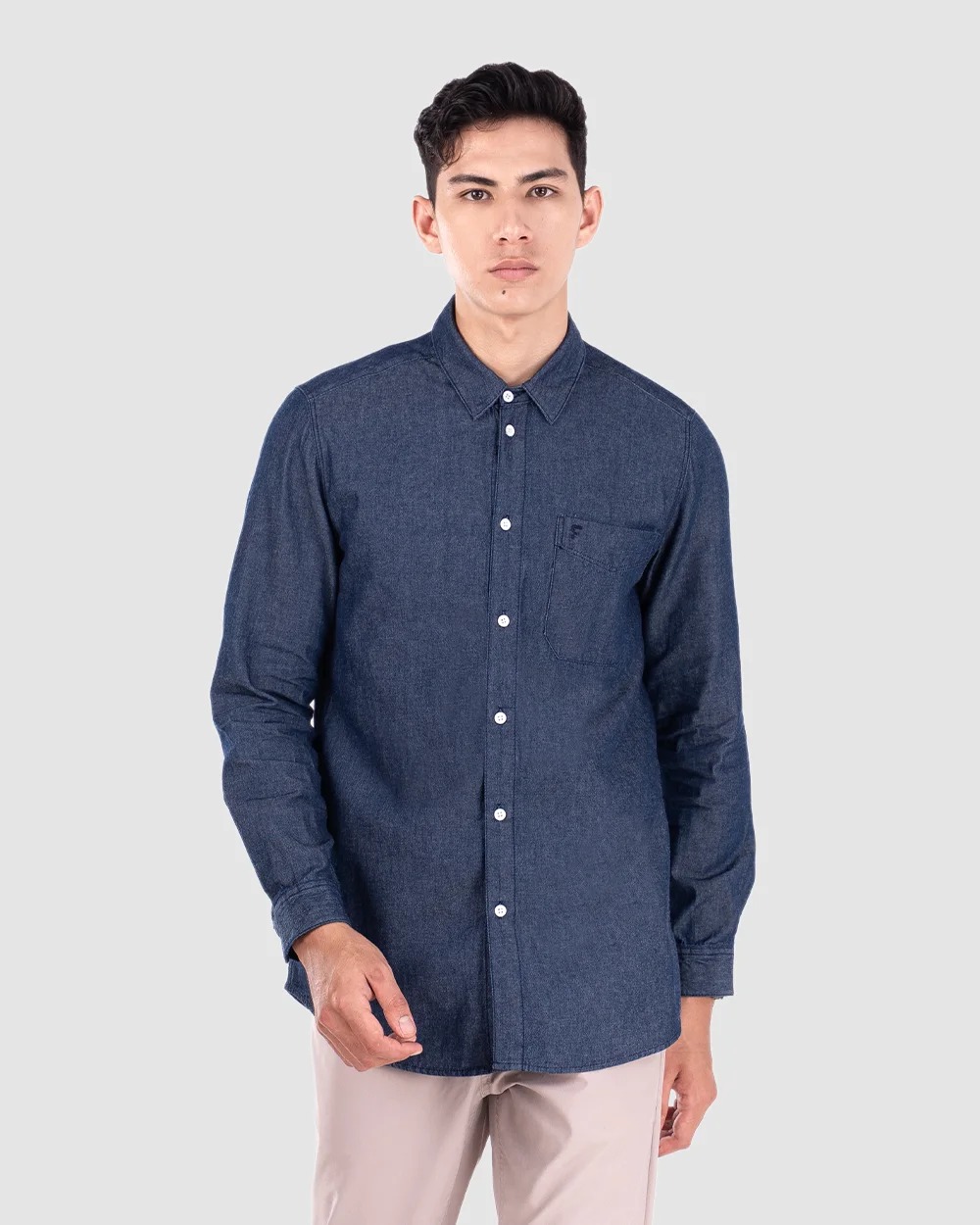 Basra Lightweight Denim Shirt Blue dan Light Blue