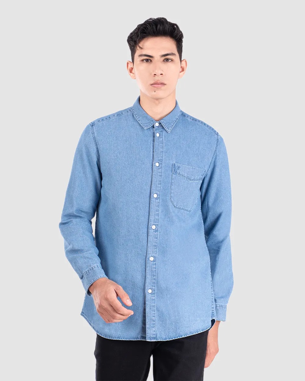 Basra Lightweight Denim Shirt Blue dan Light Blue
