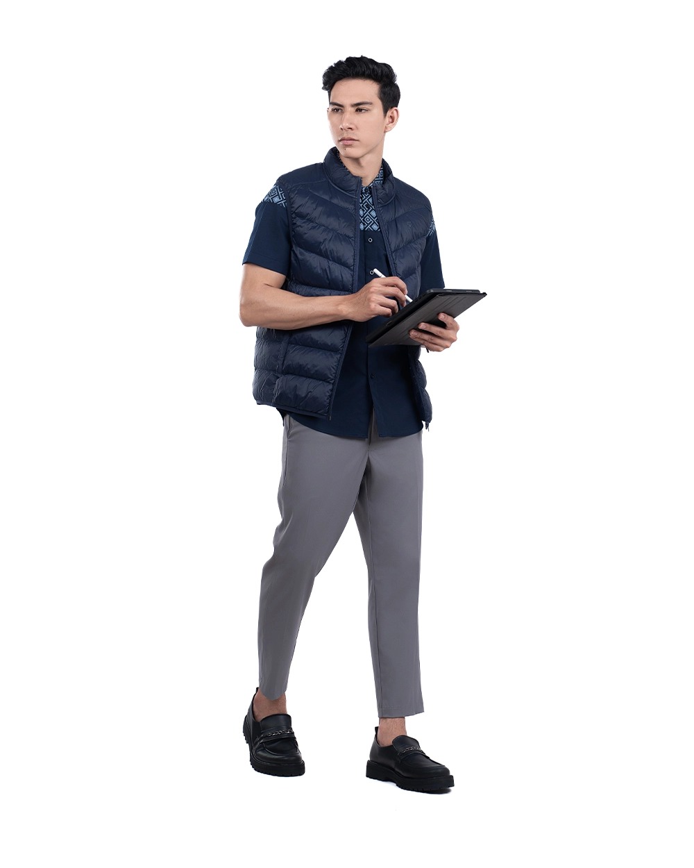 Baju Koko Pria Modern Fadkhera X Rumaysho 4.0 Lengan Panjang | Pendek Navy
