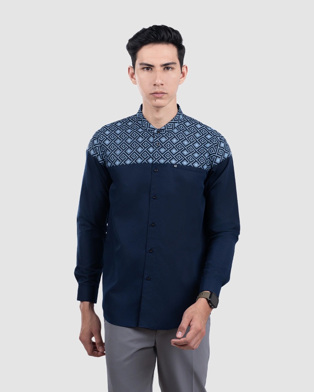 Baju Koko Pria Modern Fadkhera X Rumaysho 4.0 Lengan Panjang | Pendek Navy