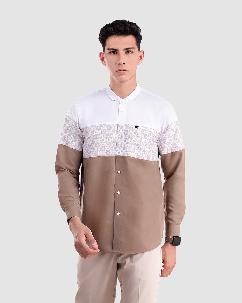 Baju Koko Pria Modern Fadkhera X ANB 6 Lengan Panjang | Pendek Sand