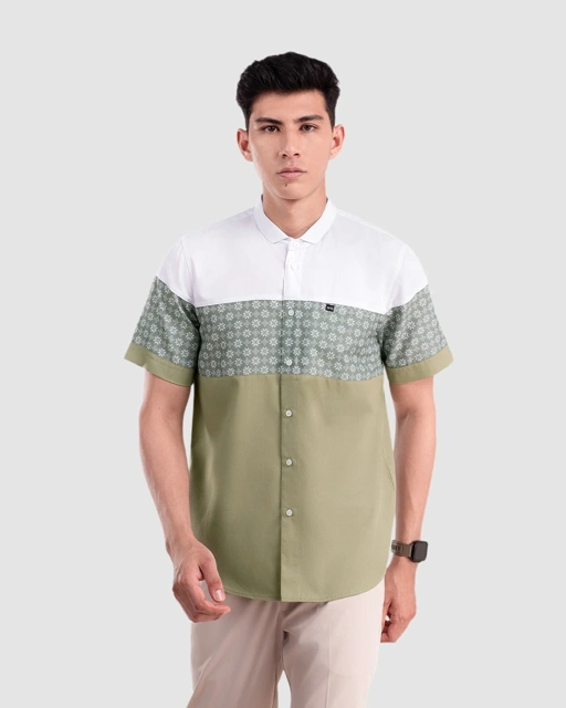 Baju Koko Pria Modern Fadkhera X ANB 7 Lengan Panjang dan Pendek Hijau Sage