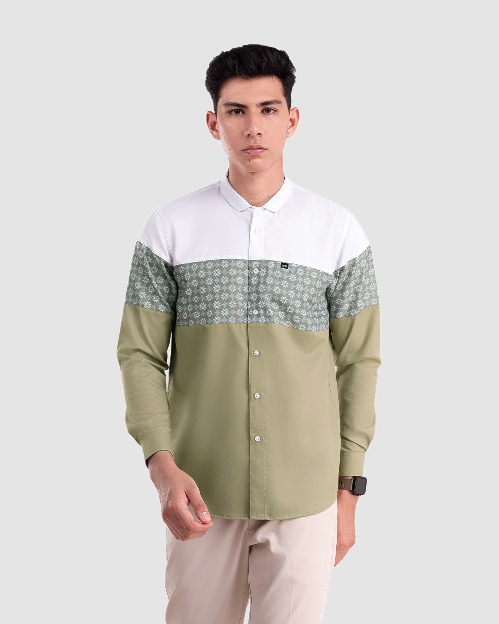 Baju Koko Pria Modern Fadkhera X ANB 7 Lengan Panjang dan Pendek Hijau Sage