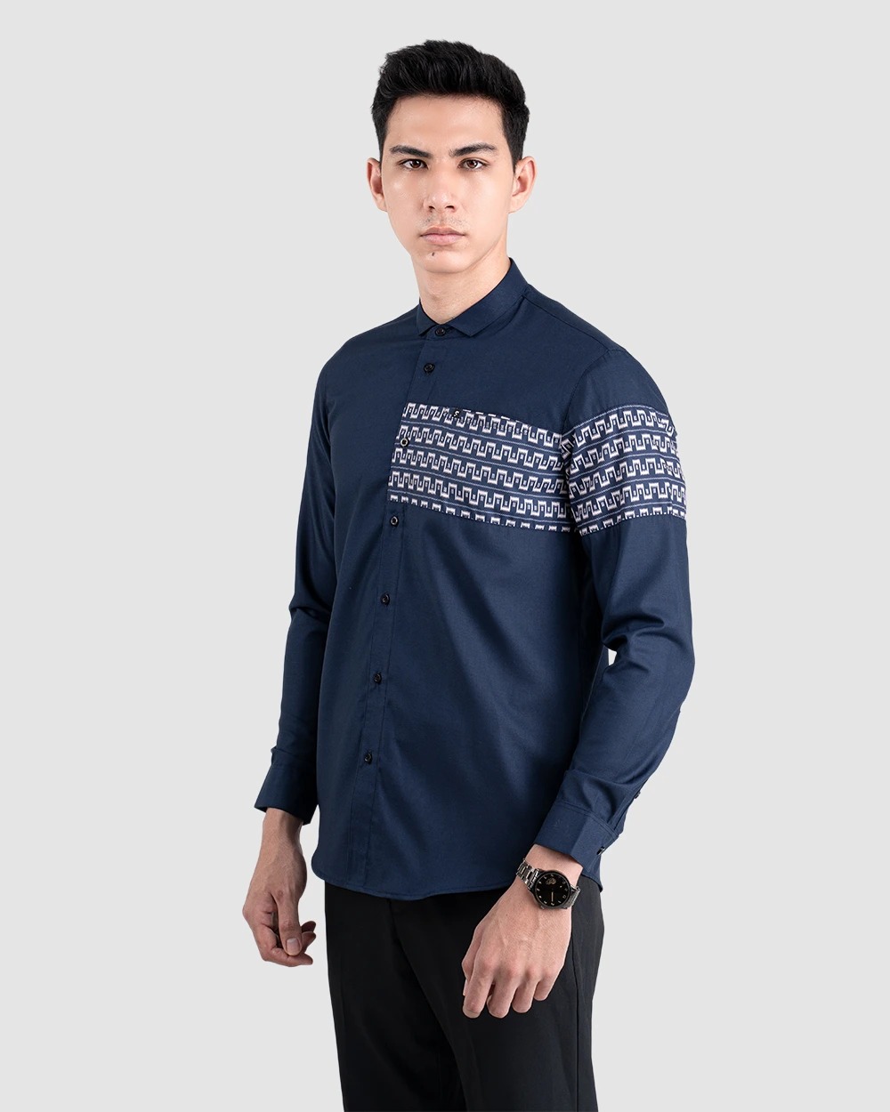 Baju Koko Pria Modern Dzimar Lengan Panjang dan Pendek Navy
