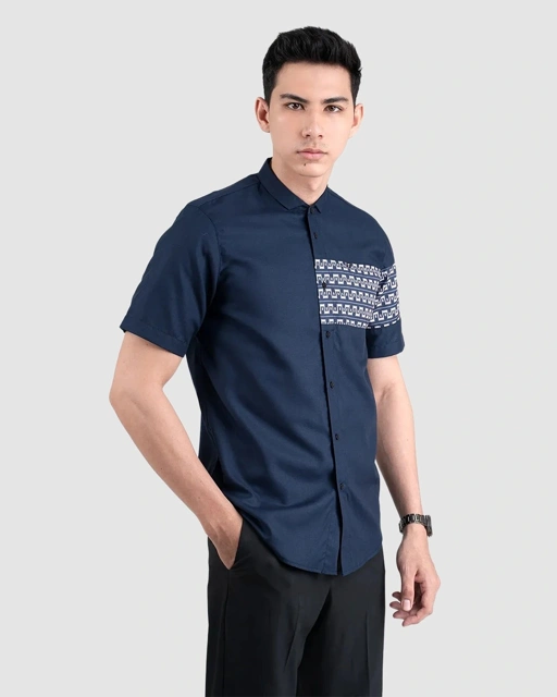 Baju Koko Pria Modern Dzimar Lengan Panjang dan Pendek Navy