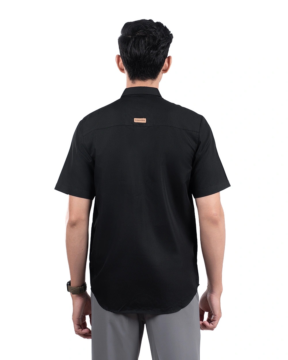 Baju Koko Pria Modern Dziron Lengan Panjang dan Pendek Black