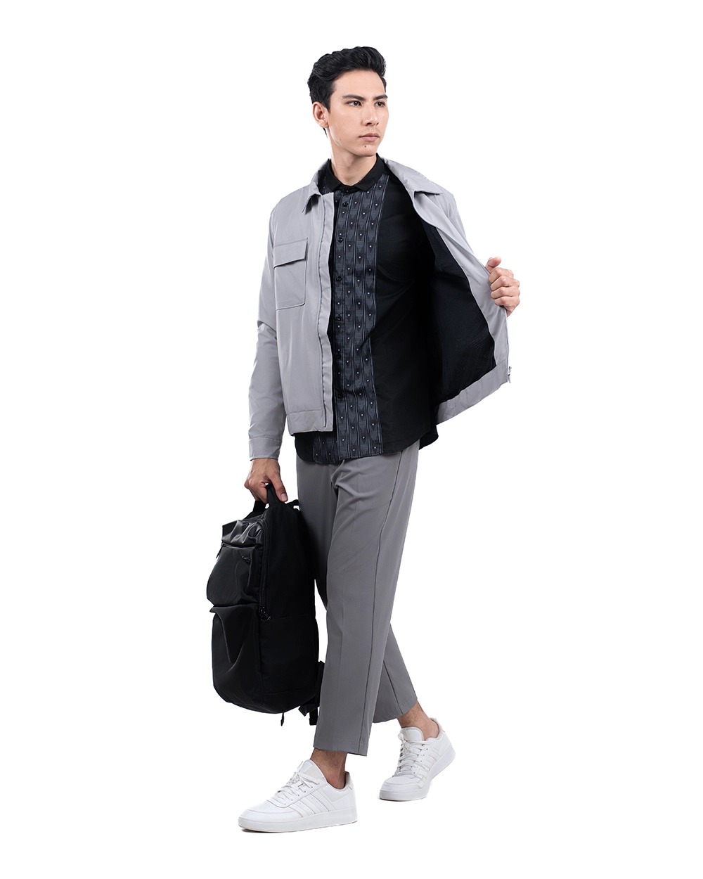Baju Koko Pria Modern Dziron Lengan Panjang dan Pendek Black