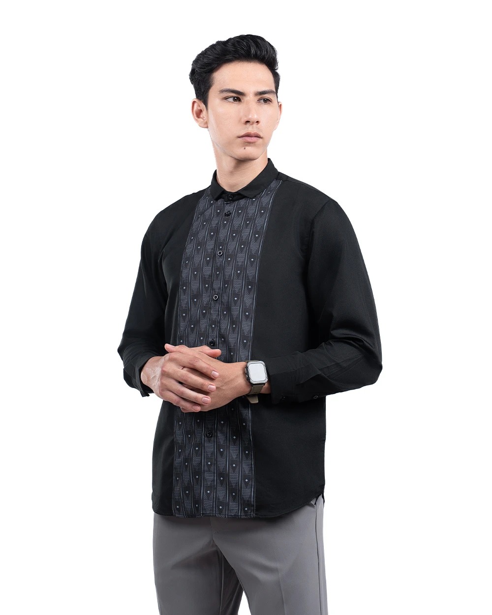 Baju Koko Pria Modern Dziron Lengan Panjang dan Pendek Black