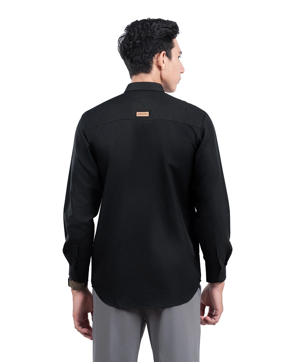 Baju Koko Pria Modern Dziron Lengan Panjang dan Pendek Black