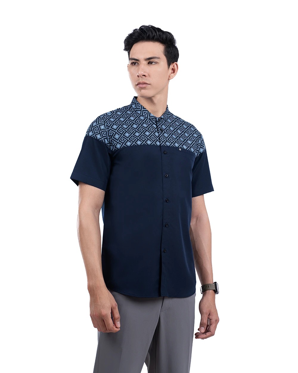 Baju Koko Pria Modern Fadkhera X Rumaysho 4.0 Lengan Panjang | Pendek Navy
