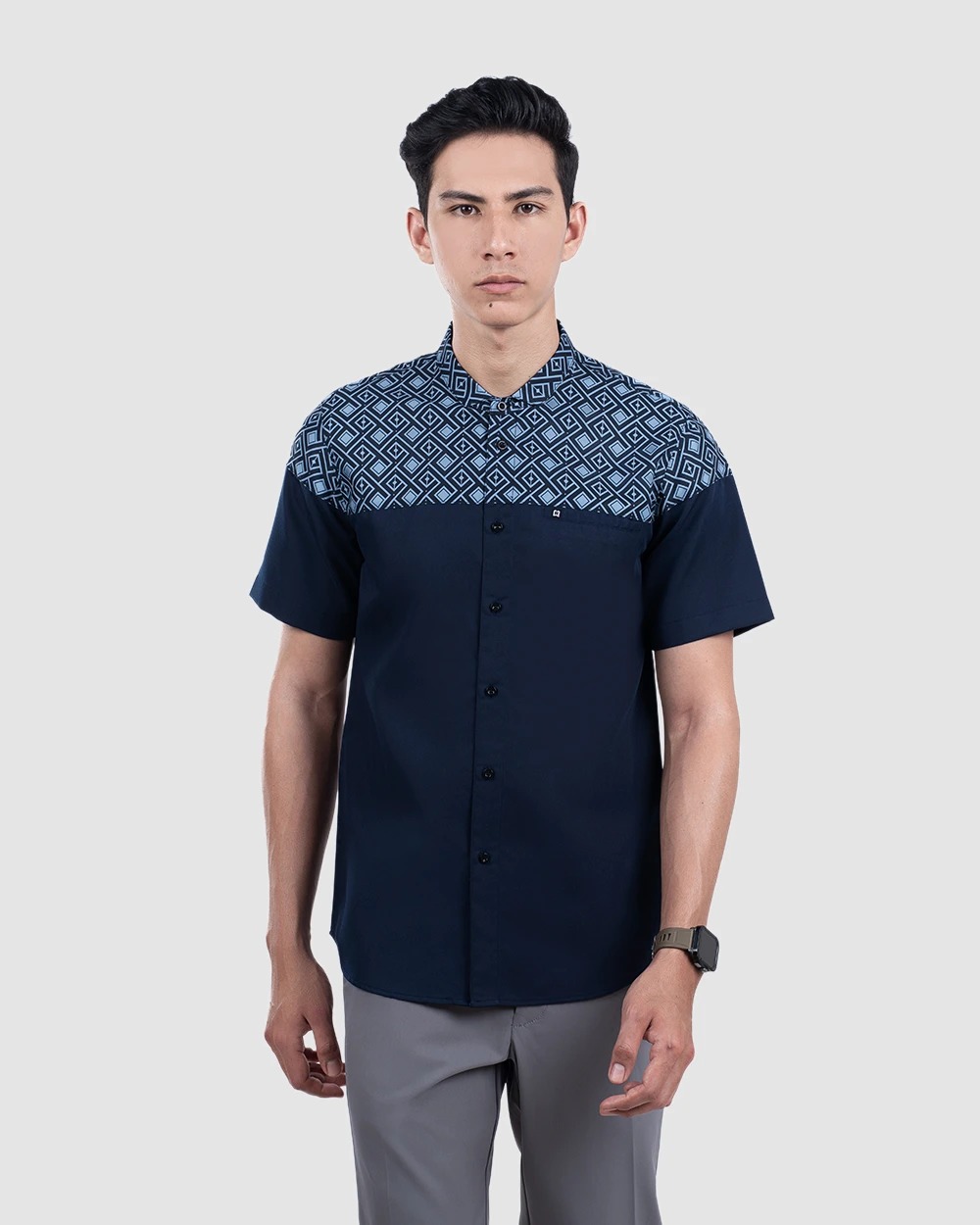 Baju Koko Pria Modern Fadkhera X Rumaysho 4.0 Lengan Panjang | Pendek Navy