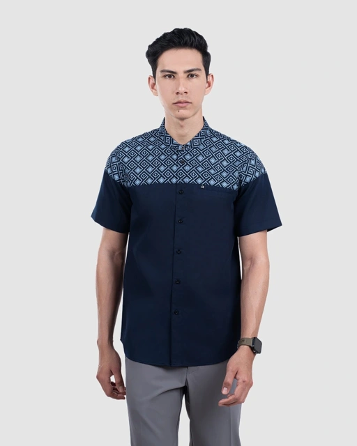 Baju Koko Pria Modern Fadkhera X Rumaysho 4.0 Lengan Panjang | Pendek Navy