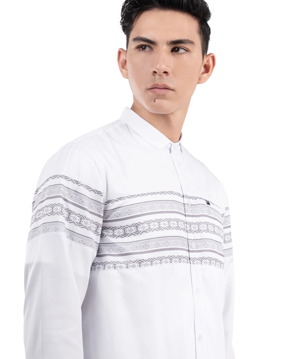 Baju Koko Pria Modern Khatlan Lengan Panjang White