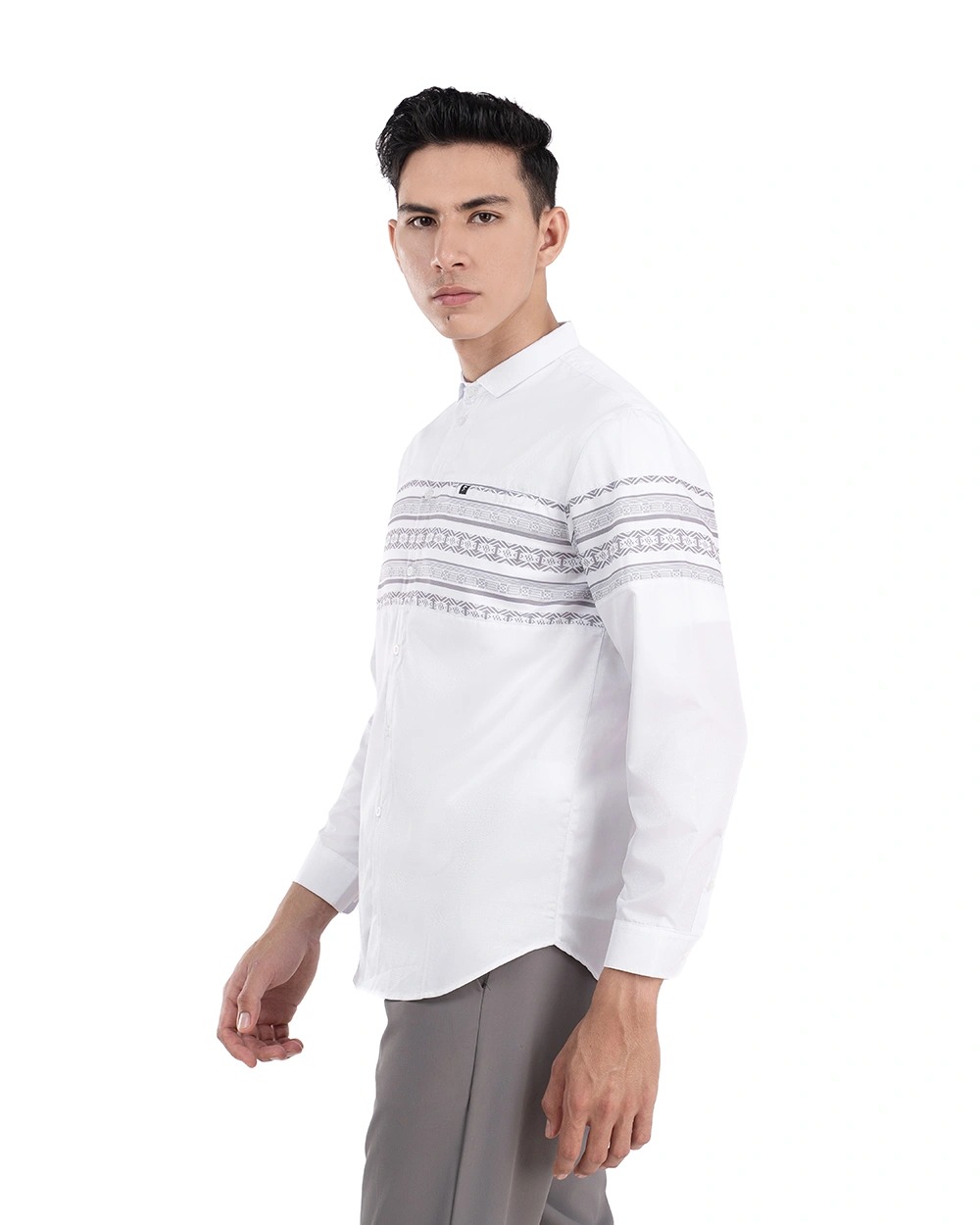 Baju Koko Pria Modern Khatlan Lengan Panjang White