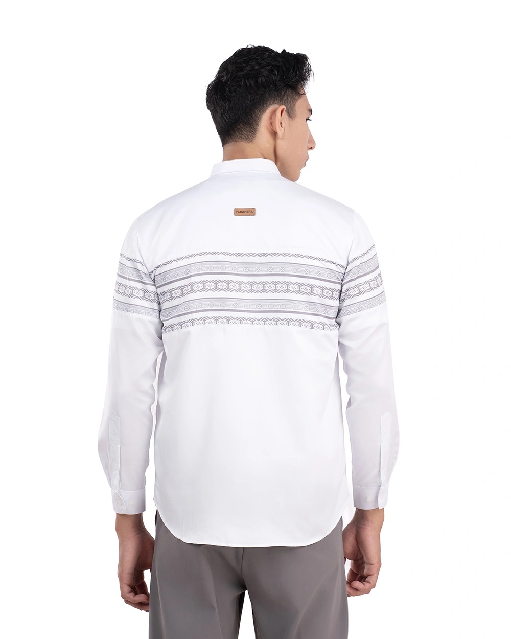 Baju Koko Pria Modern Khatlan Lengan Panjang White