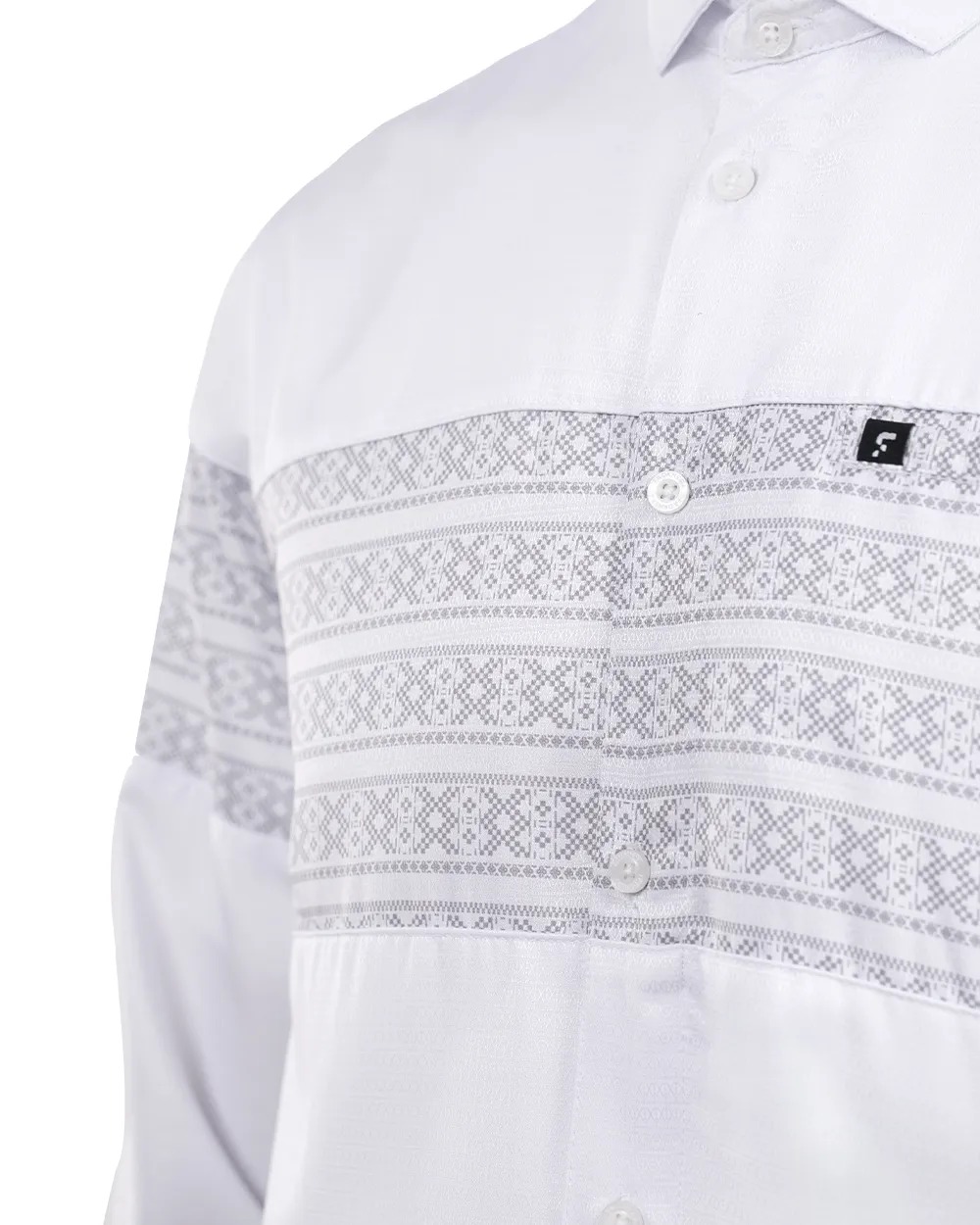 Baju Koko Pria Modern Khudair Lengan Panjang White