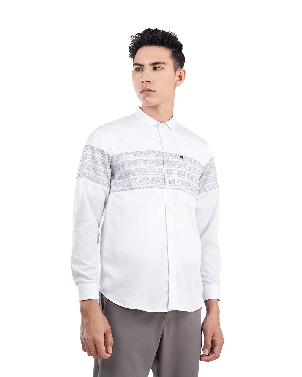 Baju Koko Pria Modern Khudair Lengan Panjang White