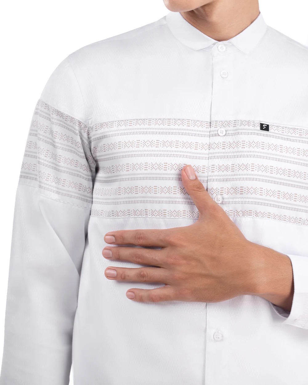 Baju Koko Pria Modern Khunain Lengan Panjang White