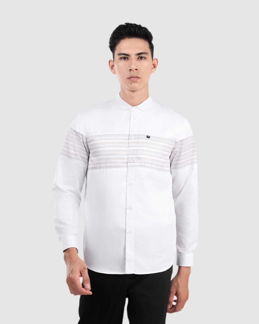 Baju Koko Pria Modern Khunain Lengan Panjang White