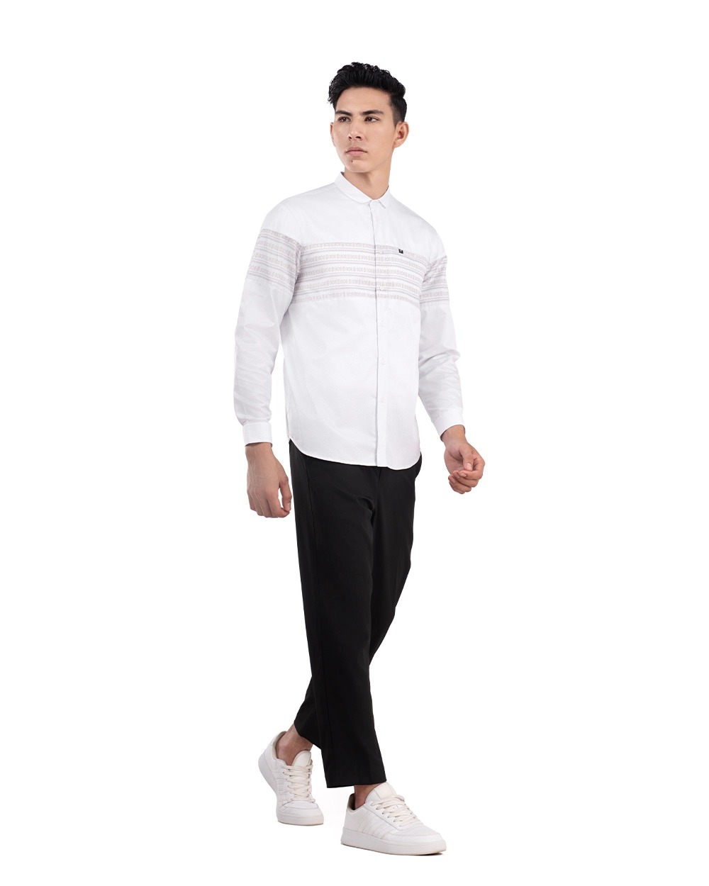 Baju Koko Pria Modern Khunain Lengan Panjang White