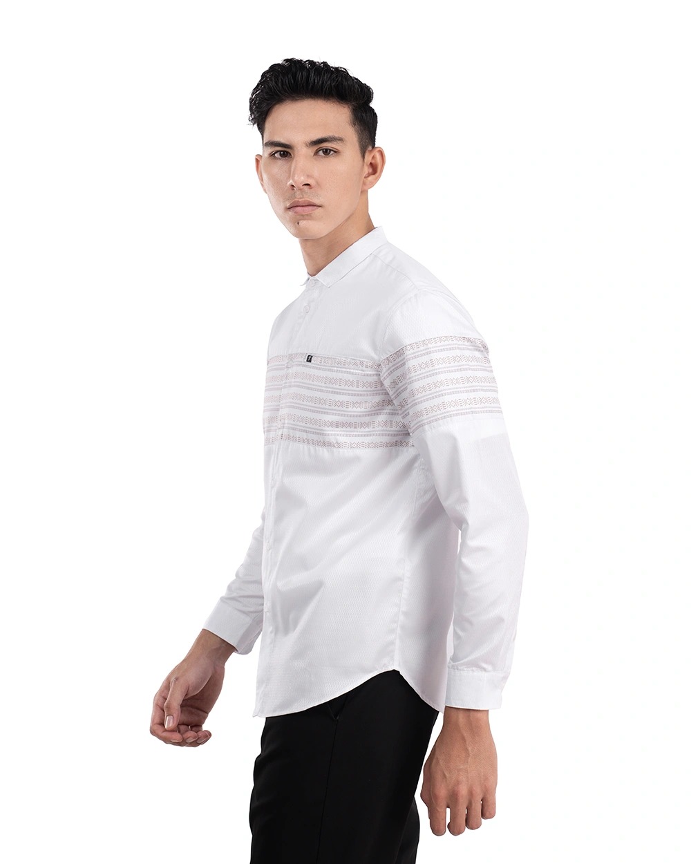Baju Koko Pria Modern Khunain Lengan Panjang White