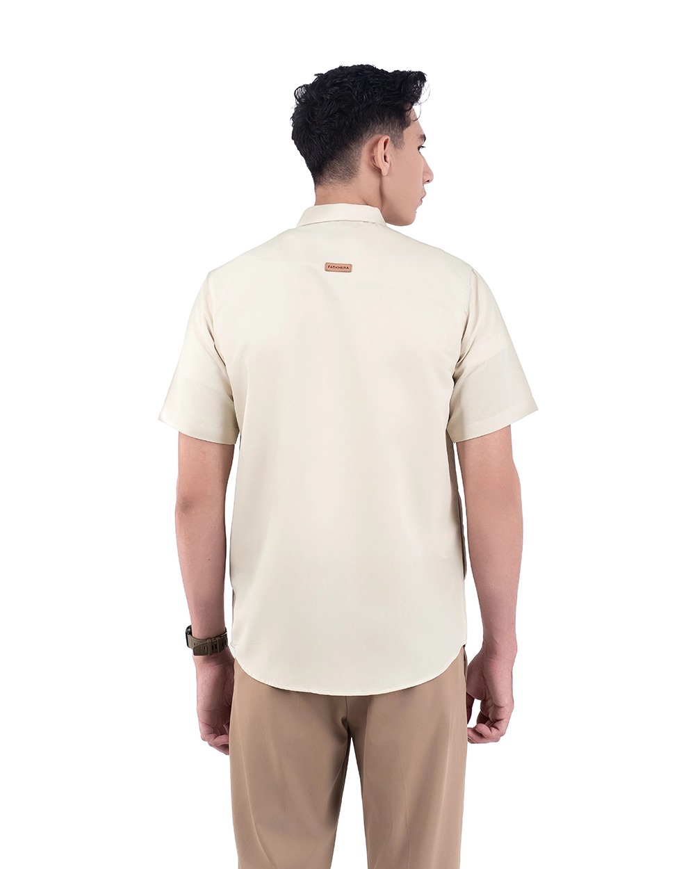 Baju Koko Pria Modern Khura Lengan Panjang | Pendek Light Cream