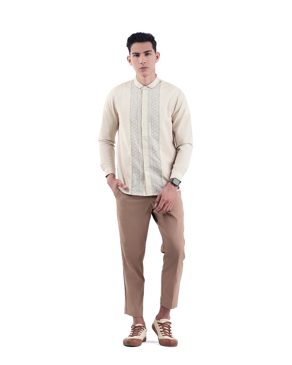 Baju Koko Pria Modern Khura Lengan Panjang | Pendek Light Cream