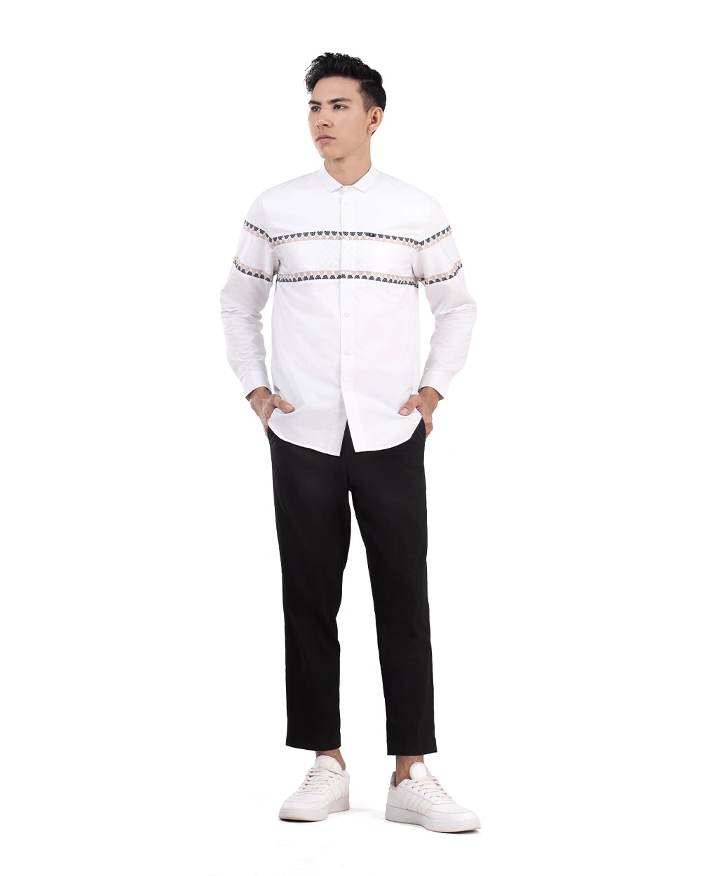Baju Koko Pria Modern Syura | Syufa | Syudan Lengan Panjang Putih