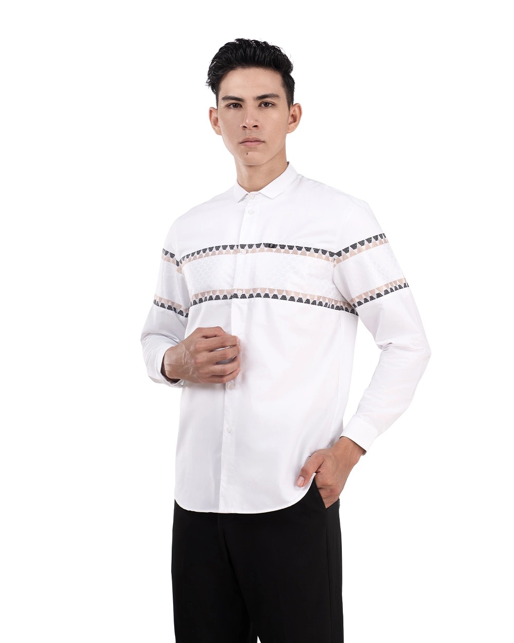 Baju Koko Pria Modern Syura | Syufa | Syudan Lengan Panjang Putih