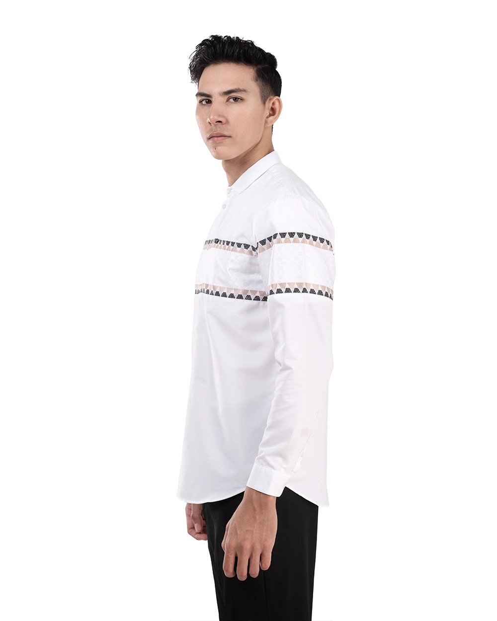 Baju Koko Pria Modern Syura | Syufa | Syudan Lengan Panjang Putih