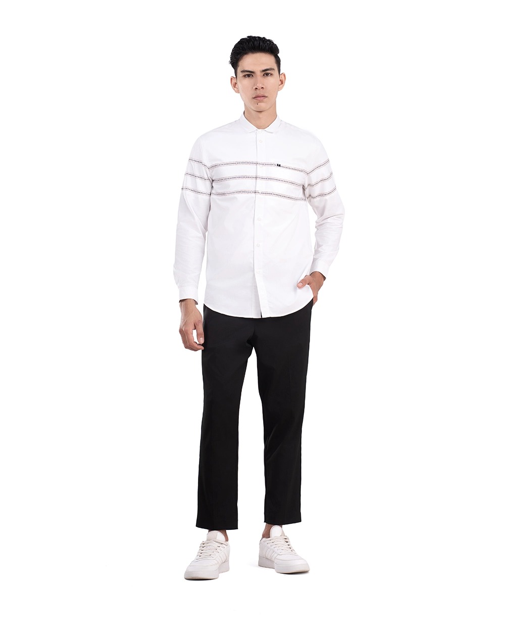 Baju Koko Pria Modern Syura | Syufa | Syudan Lengan Panjang Putih