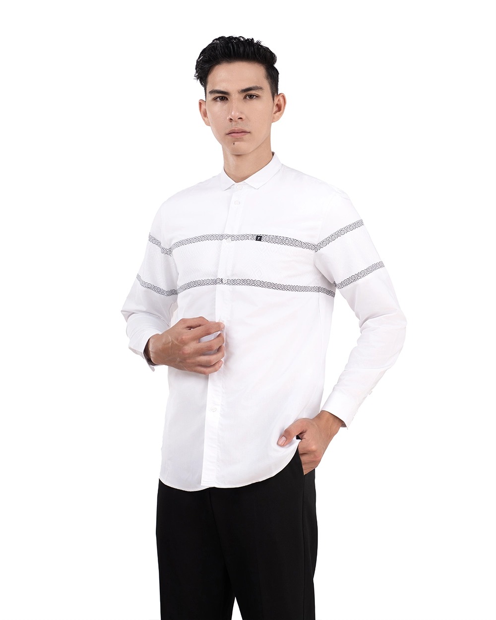 Baju Koko Pria Modern Syura | Syufa | Syudan Lengan Panjang Putih