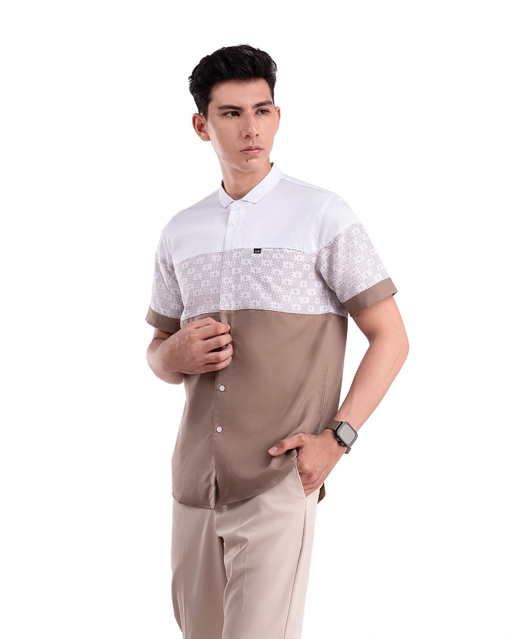 Baju Koko Pria Modern Fadkhera X ANB 6 Lengan Panjang | Pendek Sand