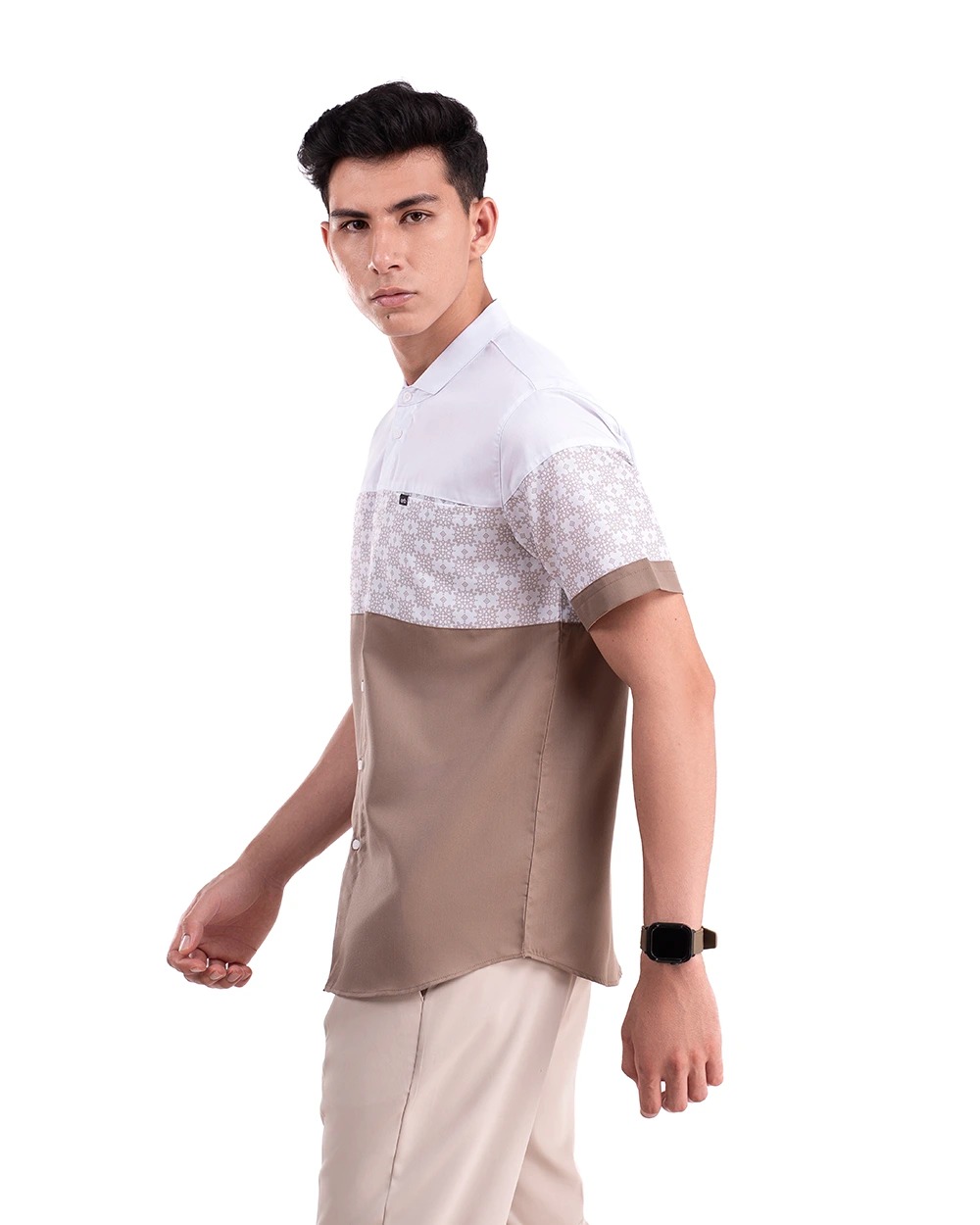 Baju Koko Pria Modern Fadkhera X ANB 6 Lengan Panjang | Pendek Sand