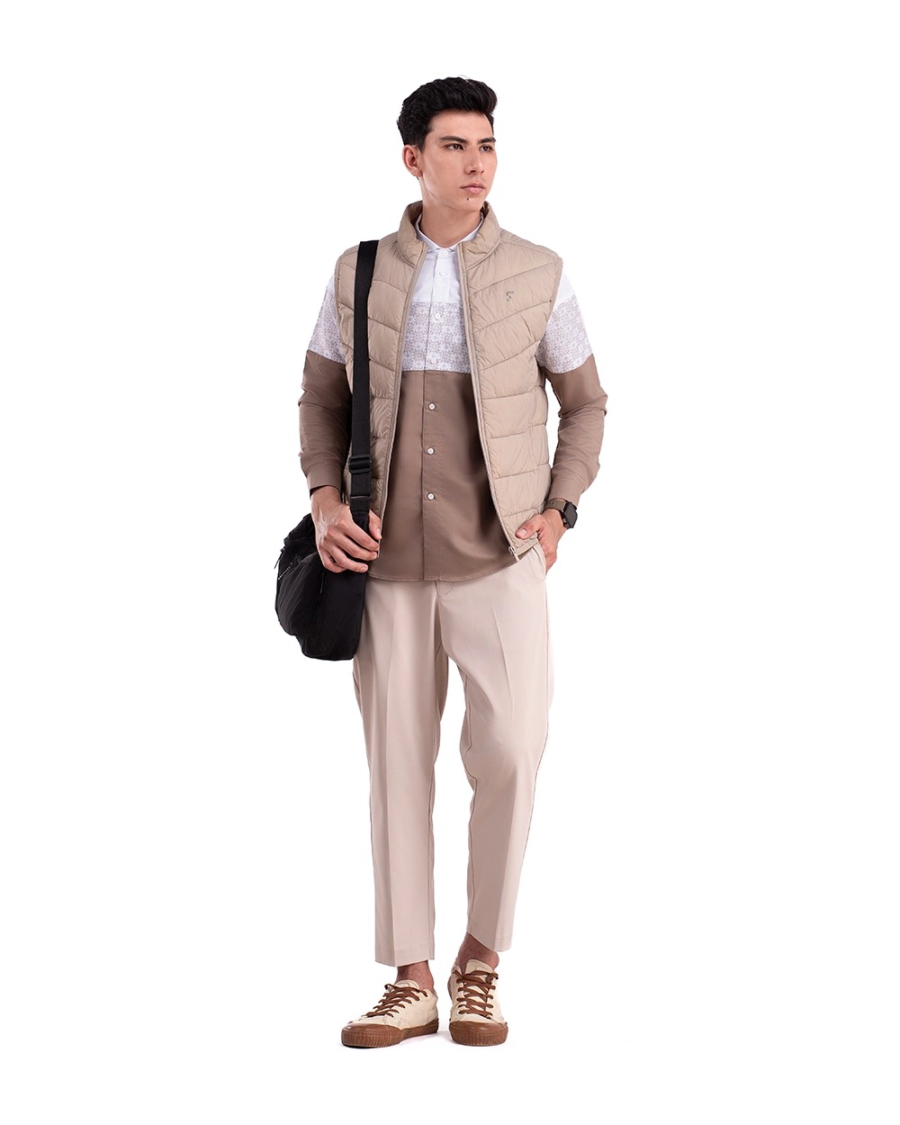 Baju Koko Pria Modern Fadkhera X ANB 6 Lengan Panjang | Pendek Sand